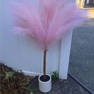 Blush Faux Feather Arrangement in Ceramic Planter